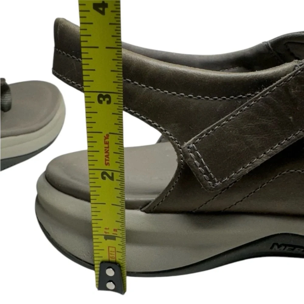Merrell Tideriser Luna Leather Adjustable T-Strap Brindle Thong Sandals Size 10 - Picture 13 of 15